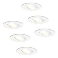Set van 6 Pittsburg LED inbouwspots - GU10 5 Watt 400 lumen - 4000K Neutraal wit - Dimbaar - Rond - Kantelbaar - IP20 Voor binnen - Wit