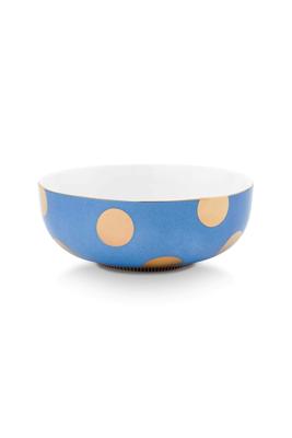 Pip Studio Set/2 Kommen Dot Delight Lichtblauw/Goud 15cm