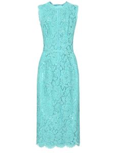 Dolce & Gabbana floral-lace sleeveless midi dress - Bleu