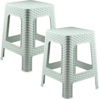 Keukenkrukje/opstapje - 2x - rotan - groen - kunststof - 36 x 36 x 45 cm