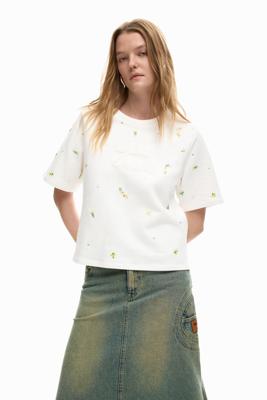 T-shirt met logo-applicaties - WHITE - L