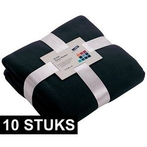 10x Fleece dekens/plaids marineblauw 130 x 170 cm