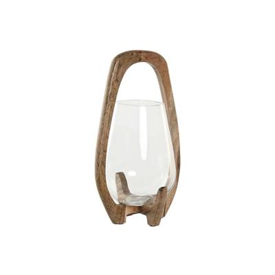 Kaarshouder Home ESPRIT Natuurlijk Kristal Mangohout 18 x 18 x 33 cm