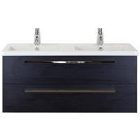 Seville Badmeubelset 120 cm - 2 Laden Black Oak - Wastafel Djazz Dubbel