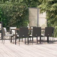 9-delige Tuinset poly rattan zwart