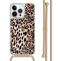 iPhone 13 Pro Max hoesje met beige koord - Golden wildcat