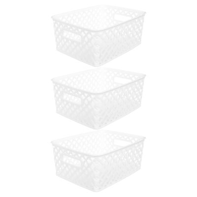 5Five Opbergmand/box van kunststof - 3x - wit - 19 x 25 x 10 cm - 4 liter