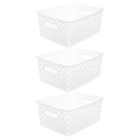 5Five Opbergmand/box van kunststof - 3x - wit - 19 x 25 x 10 cm - 4 liter
