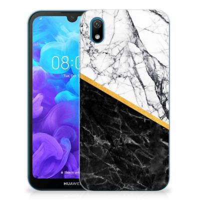 Huawei Y5 (2019) | TPU | Siliconen hoesje | Marmer Wit Zwart - Origineel Cadeau Man