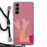 Pink boots: Samsung Galaxy S21 Transparant Hoesje met koord