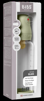 BIBS Glas Latex Medium Flow Babyfles 2+ Maanden Sage