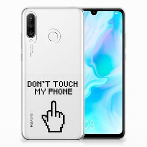 Huawei P30 Lite Silicone-hoesje Finger Don't Touch My Phone