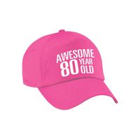 Awesome 80 year old verjaardag pet / cap roze voor dames en heren - thumbnail