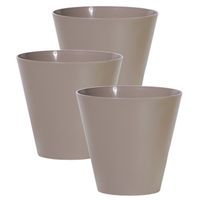 Set van 3x stuks plantenpotten/bloempotten kunststof dia 25 cm en hoogte 23 cm taupe/beige