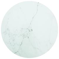 Tafelblad Ø60x0,8 cm gehard glas met marmeren design wit