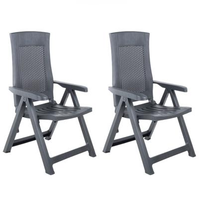 Tuinstoelen 2 st verstelbaar kunststof antracietkleurig