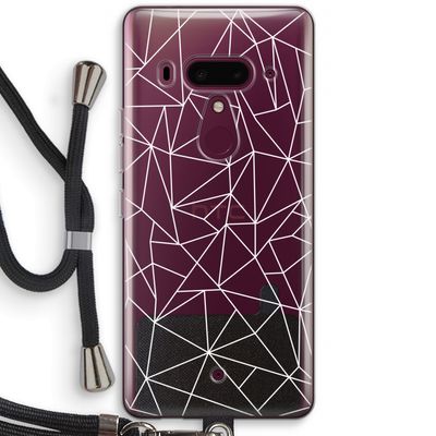 Geometrische lijnen wit: HTC U12+ Transparant Hoesje met koord