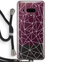 Geometrische lijnen wit: HTC U12+ Transparant Hoesje met koord