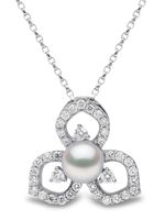 Yoko London pendentif Petal en or blanc 18ct serti de perles et diamants - Argent