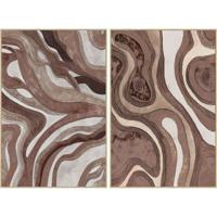 Schilderij Home ESPRIT Bruin Beige Modern Stads 82,5 x 4,5 x 122,5 cm (2 Stuks)