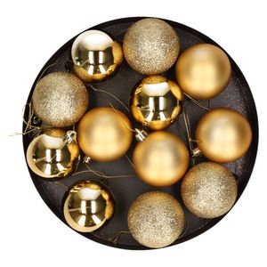 12x Kunststof kerstballen glanzend/mat goud 6 cm kerstboom versiering/decoratie - Kerstbal