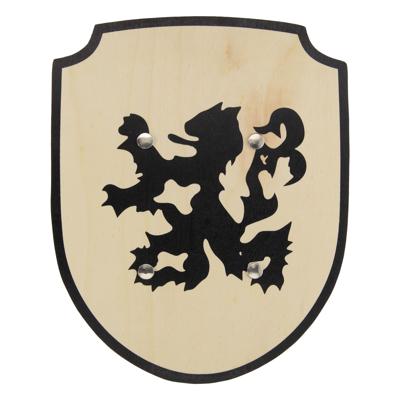 Playwood houten schild leeuw met stoffen handvat