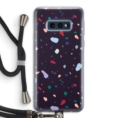 Dark Rounded Terrazzo: Samsung Galaxy S10e Transparant Hoesje met koord