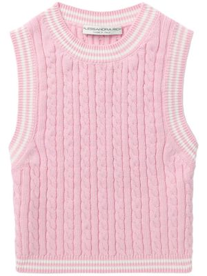 Alessandra Rich haut en maille torsadée à coupe crop - Rose