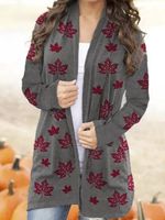 Casual Long Sleeve Printed Cardigan - thumbnail