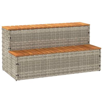Hottub-opstap 100x50x50,5 cm poly rattan&massief acaciahout