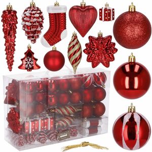 Kerstballen 72 Stuks Rood/Wit