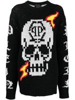 Philipp Plein pull Skull en maille intarsia - Noir - thumbnail