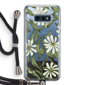 Wit bloemenpatroon: Samsung Galaxy S10e Transparant Hoesje met koord