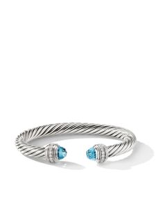 David Yurman bracelet en argent sterling Cable Classic serti de diamants et de topaze