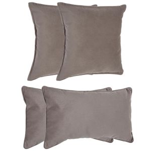 Bank/sierkussens huiskamer Sophia - set 4x stuks - Taupe/beige - polyester - met rits - 2 formaten