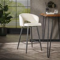 LifestyleFurn Barstoel 'Arnie' Bouclé, kleur Wit (zithoogte 69cm) LifestyleFurn Barstoel 'Arnie' Bouclé, kleur Wit (zithoogte 69cm)