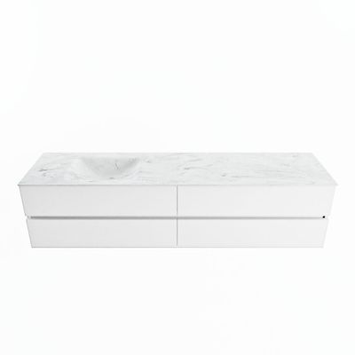 MONDIAZ VICA-DLUX 200cm badmeubel onderkast Talc 4 lades. Inbouw wastafel CLOUD links zonder kraangat, kleur Opalo.
