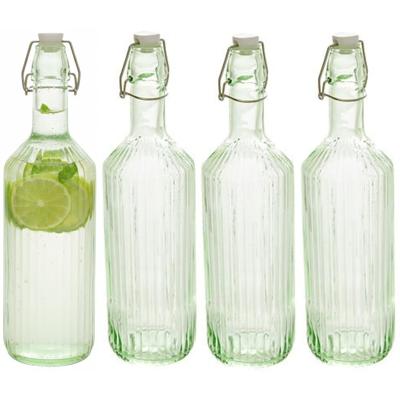 Secret de Gourmet Beugelfles / Weckfles - 4x - groen glas - luchtdicht - 1 liter - waterfles