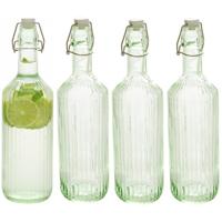 Secret de Gourmet Beugelfles / Weckfles - 4x - groen glas - luchtdicht - 1 liter - waterfles