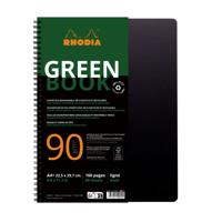 Notbk rhodia greenbook a4+ lijn 4-g 180pag zwart