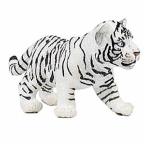 Plastic speelgoed dieren figuur witte tijger welpje 7 cm   -