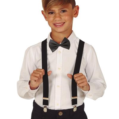 Verkleed bretels en strikje voor kinderen - zwart - verkleedaccessoires - jongens/meisjes - carnaval
