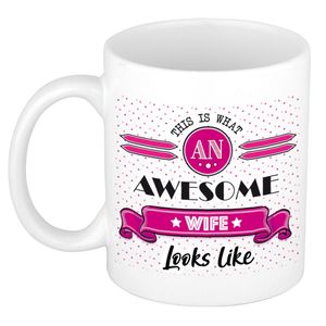 Cadeau koffiemok voor een geweldige vrouw - roze - keramiek - 300 ml