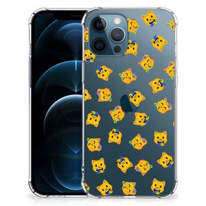 Doorzichtige Silicone Hoesje voor iPhone 12 | 12 Pro Katten Emojis