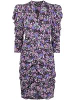 ISABEL MARANT robe Célina courte en soie à fleurs - Violet - thumbnail