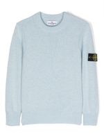 Stone Island Junior pull à col rond à patch logo - Bleu