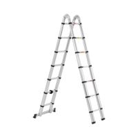Opvouwbare telescopische ladder - 14 treden - aluminium - hoogte: 0.88 - 2.13/4.40 m Opvouwbare telescopische ladder - 14 treden - aluminium - hoogte: 0.88 - 2.13/4.40 m