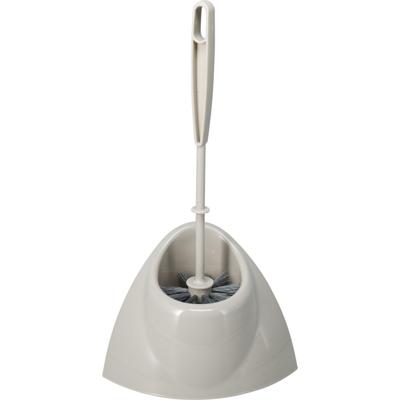 Toiletborstel met houder - taupe - 36 cm - kunststof - WC borstel - toiletartikelen