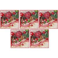 Ambiente Kerstservetten - 100x - gedecoreerd - rood - 33 x 33 cm - 3 laags