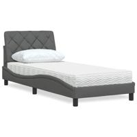 Bed met matras stof donkergrijs 80x200 cm